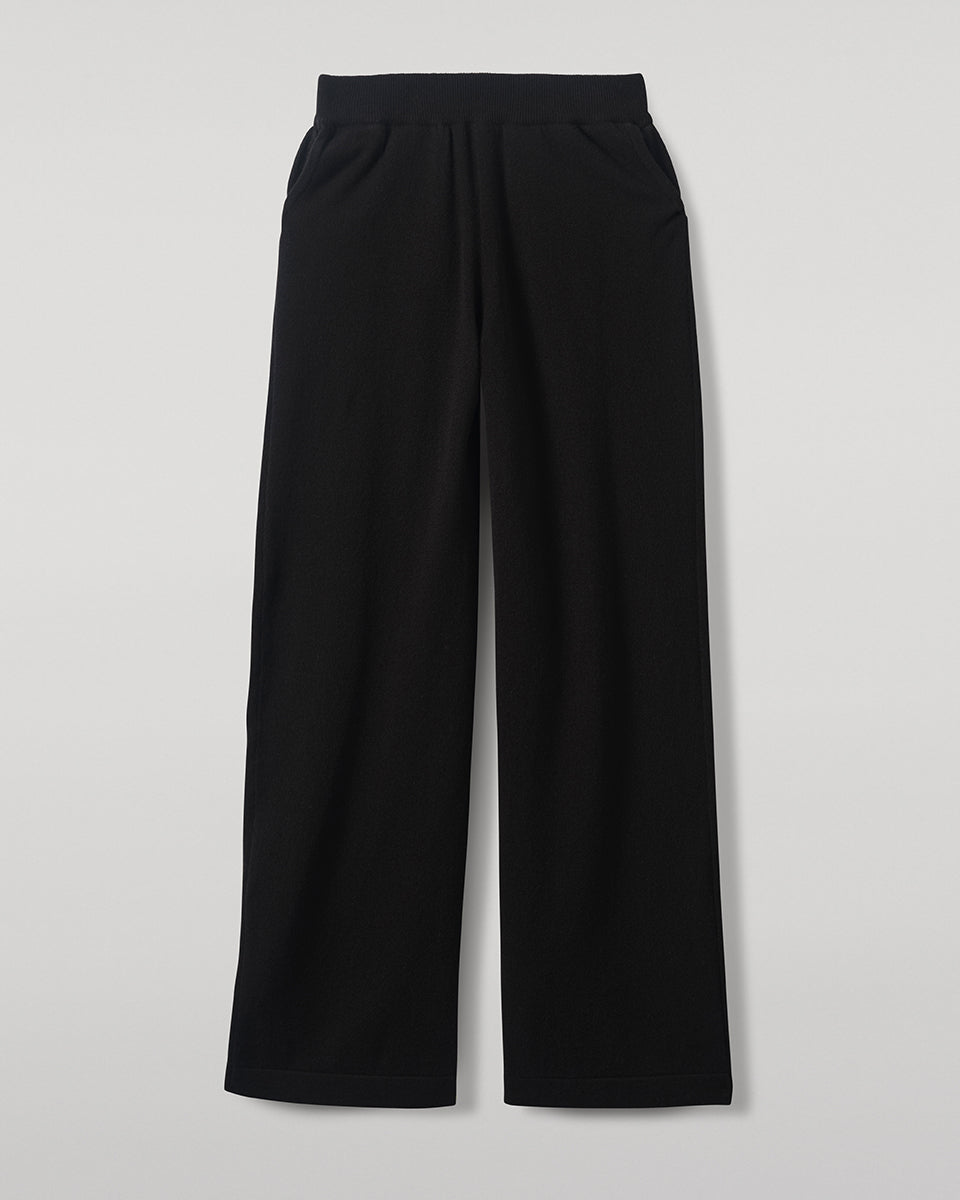 Johnstons of Elgin Women's Knitwear Black Wide Leg Cashmere Trousers KBP00926SA7210