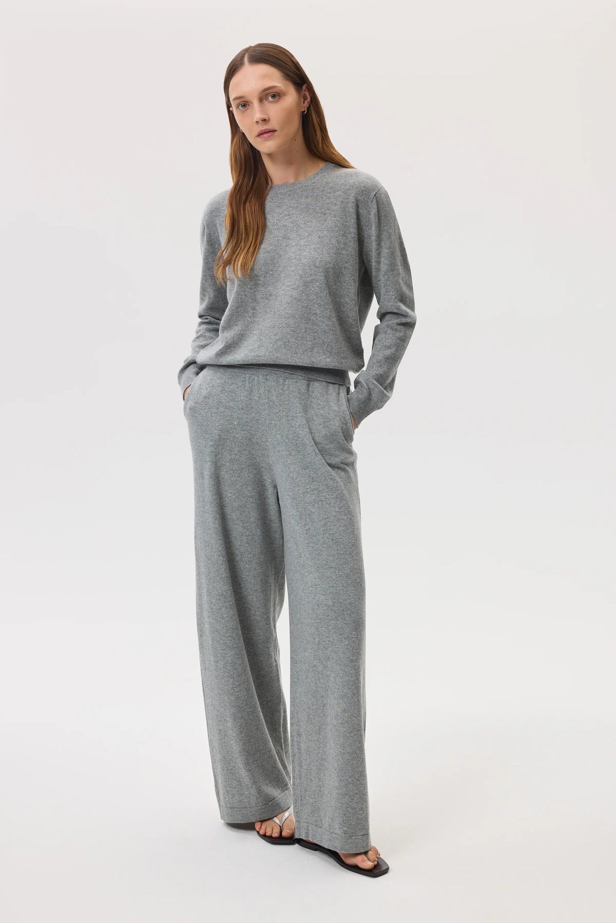 High Rise Light Grey Cashmere Culottes
