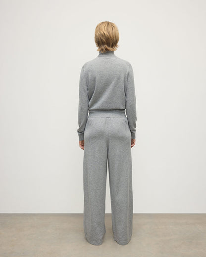 Johnstons of Elgin Women's Knitwear Light Grey Wide Leg Cashmere Trousers KBP00926HA0308