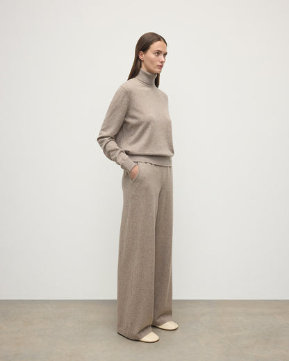 Johnstons of Elgin  Women's Knitwear Ash Wide Leg Cashmere Trousers KBP00926HB4334