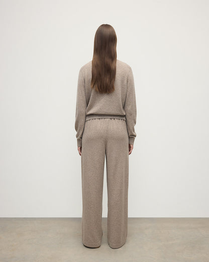 Johnstons of Elgin  Women's Knitwear Ash Wide Leg Cashmere Trousers KBP00926HB4334