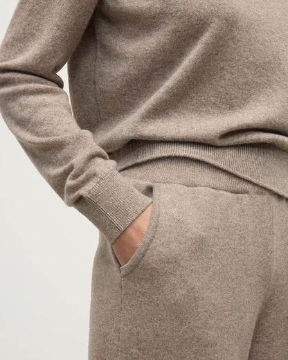 Johnstons of Elgin  Women's Knitwear Ash Wide Leg Cashmere Trousers KBP00926HB4334