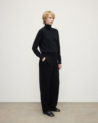 Johnstons of Elgin AW25 Women's Knitwear Black Wide Leg Cashmere Trousers KBP00926SA7210