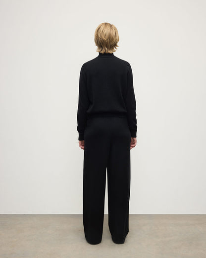 Johnstons of Elgin AW25 Women's Knitwear Black Wide Leg Cashmere Trousers KBP00926SA7210