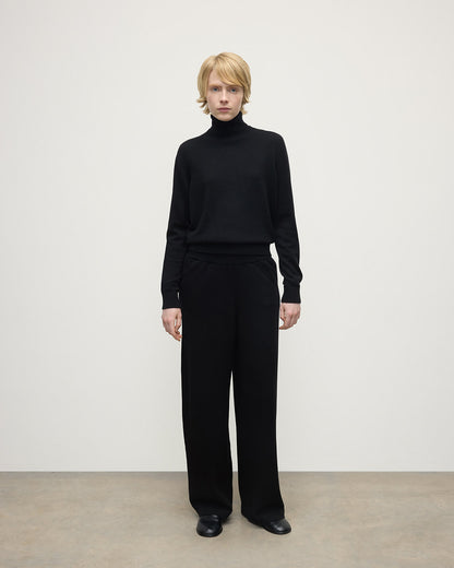 Johnstons of Elgin AW25 Women's Knitwear Black Wide Leg Cashmere Trousers KBP00926SA7210