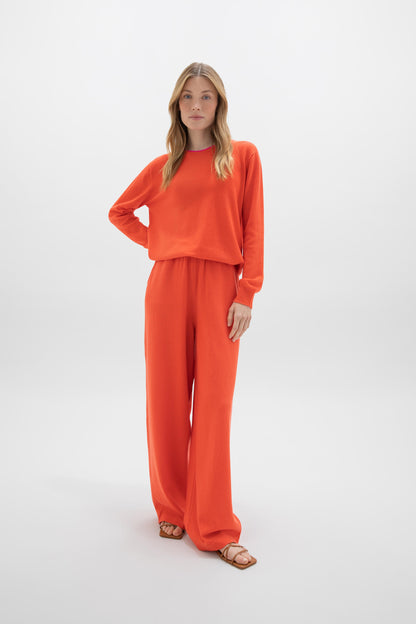 Johnstons of Elgin SS24 Women's Knitwear Coral Wide Leg Cashmere Culottes KBP00926SG4262