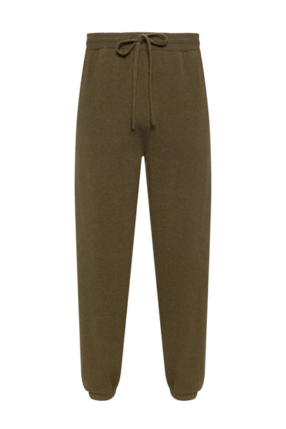 Johnstons of Elgin AW24 Men's Tapered Cashmere Joggers in Olive KBP00948SC4596