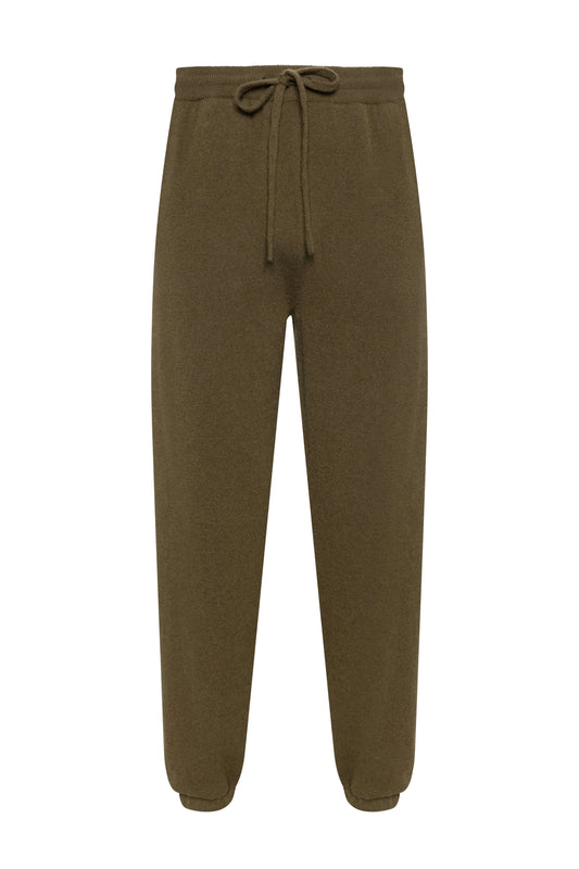 Johnstons of Elgin AW24 Men's Tapered Cashmere Joggers in Olive KBP00948SC4596