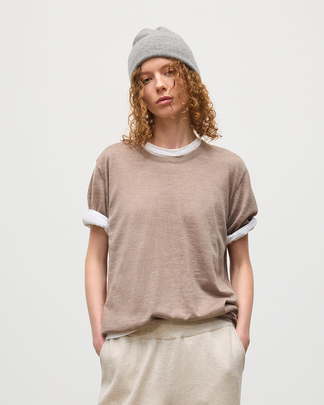 JOHNSTONS OF ELGIN WOMENS COLL PANTS NATURAL 100% CASHMERE KBP00996HA0402