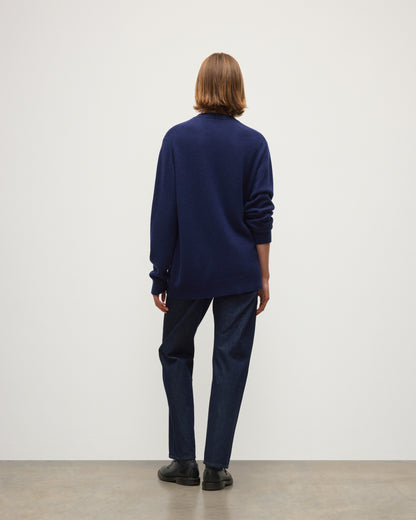 JOHNSTONS OF ELGIN BOYCE VEE CARDIGAN BRUSHED CASHMERE SILK VEE NECK CARDIGAN DARK BLUE 74% CASHMERE, 26% SILK KBP01098HD4510