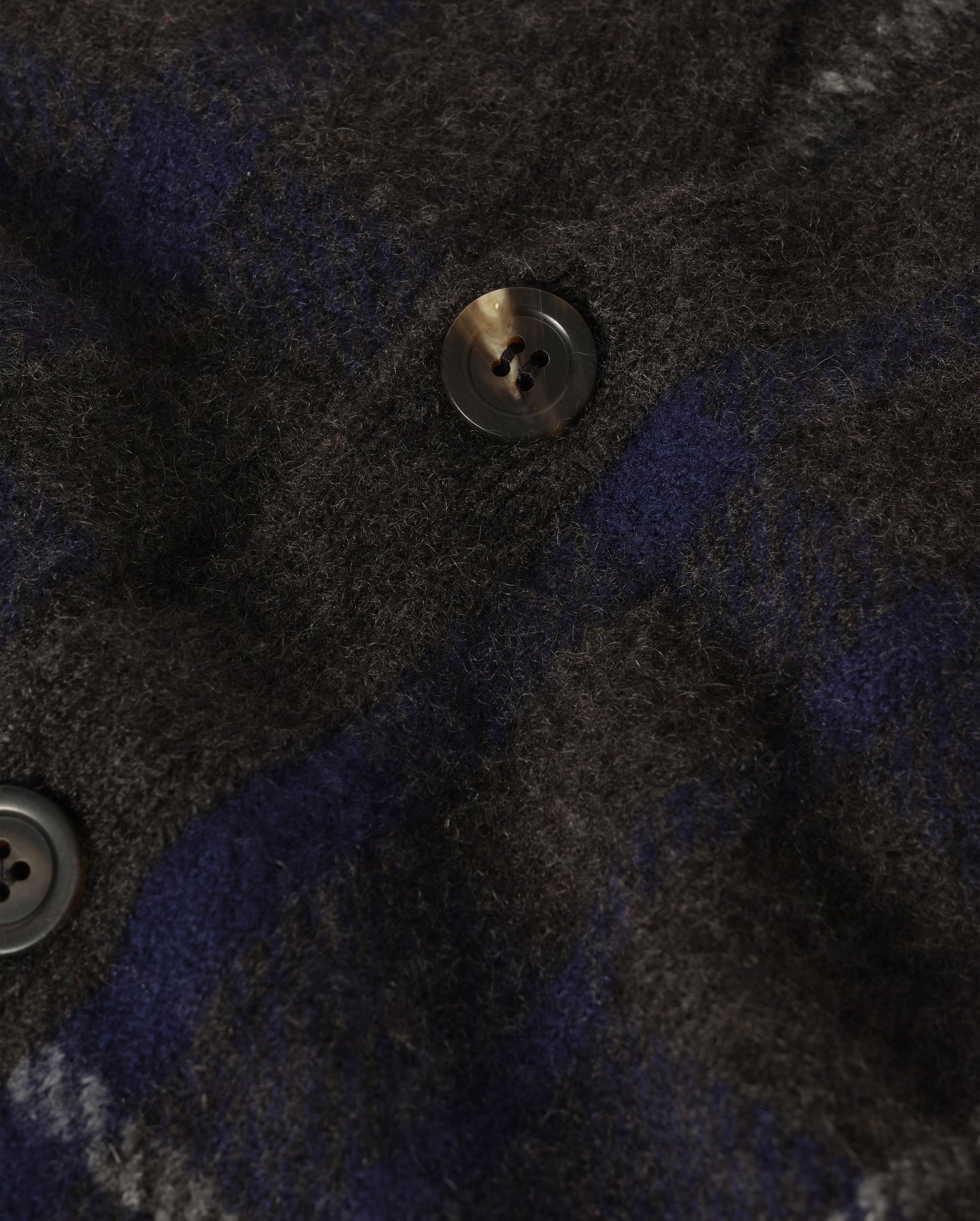 JOHNSTONS OF ELGIN MACK VEE CARDIGAN BRUSHED CASHMERE SILK INTARSIA CHECK VEE NECK CARDIGAN DARK GREY 74% CASHMERE, 26% SILK KBP01099JU1642