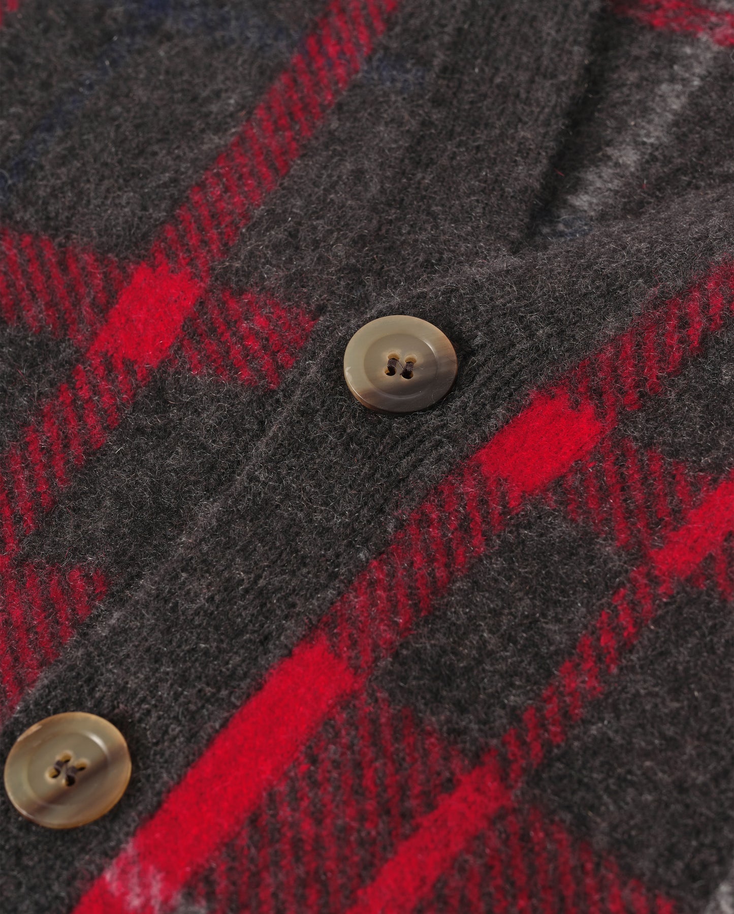 JOHNSTONS OF ELGIN MACK VEE CARDIGAN BRUSHED CASHMERE SILK INTARSIA CHECK VEE NECK CARDIGAN RED 74% CASHMERE, 26% SILK KBP01099JU1643