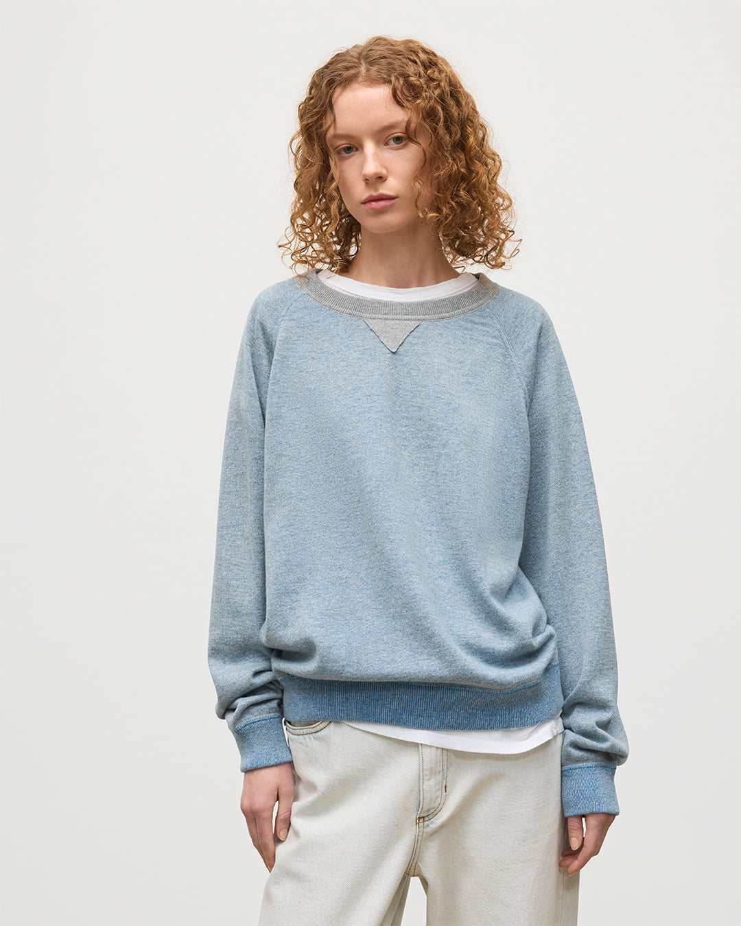 Beach Blue Cashmere Raglan Sweatshirt | Made In Scotland