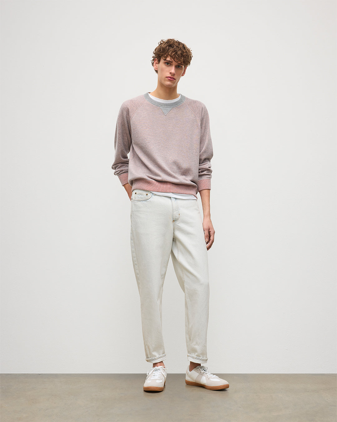 JOHNSTONS OF ELGIN BEACH SWEATSHIRT PINK 100% CASHMERE KBU01065Q25954