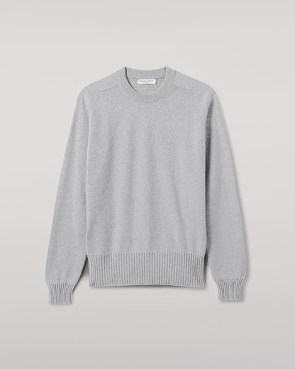 Johnstons of Elgin AW25 Men's Knitwear Light Grey Superfine Merino Relaxed Grey Jumper KDA00770HA4232