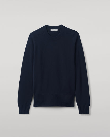 Johnstons of Elgin AW25 Men's Knitwear Dark Navy Superfine Merino Relaxed Navy Jumper KDA00770SD7674