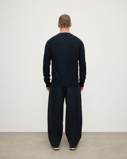 Johnstons of Elgin AW25 Men's Knitwear Dark Navy Superfine Merino Relaxed Navy Jumper KDA00770SD7674