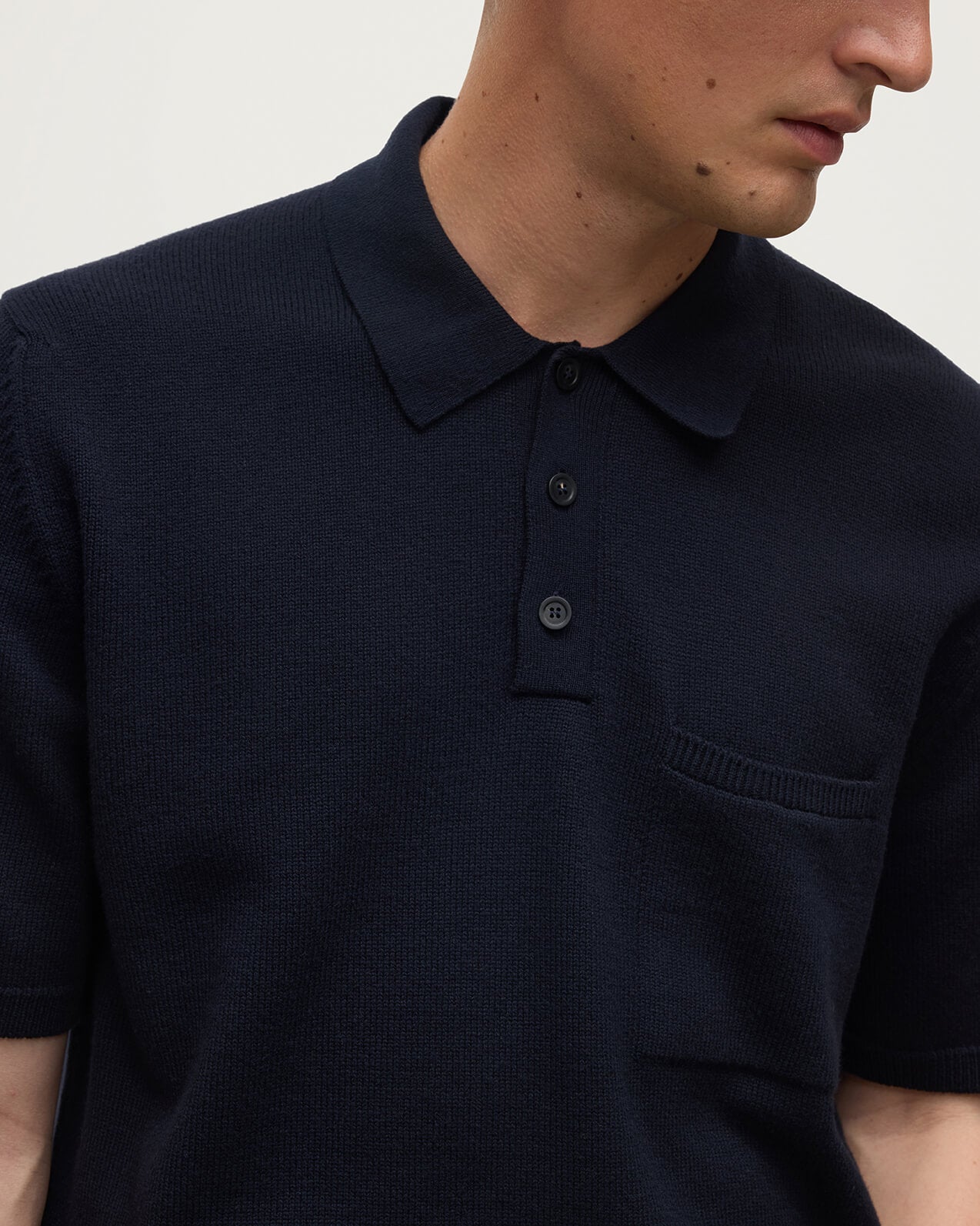 Johnstons of Elgin AW25 Men's Knitwear Dark Navy Superfine Merino Relaxed Navy Polo Shirt KDA00771SD7674