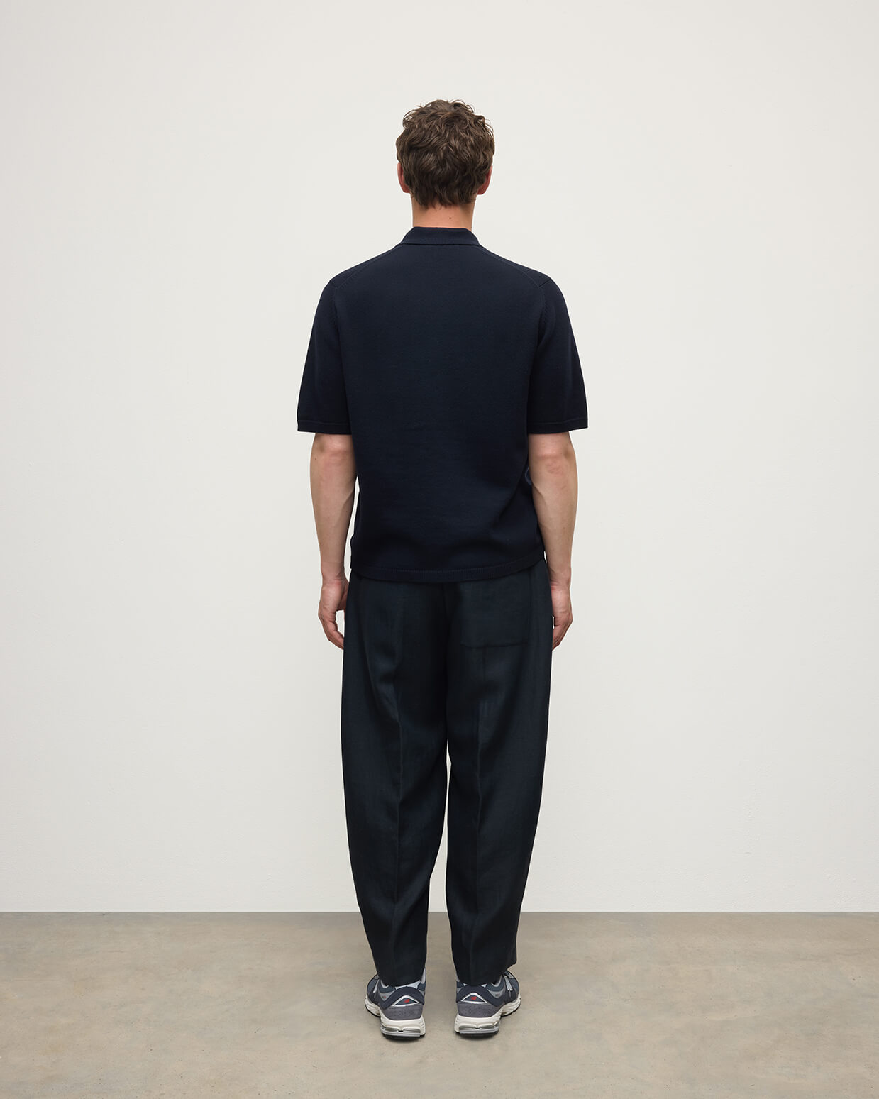 Johnstons of Elgin AW25 Men's Knitwear Dark Navy Superfine Merino Relaxed Navy Polo Shirt KDA00771SD7674