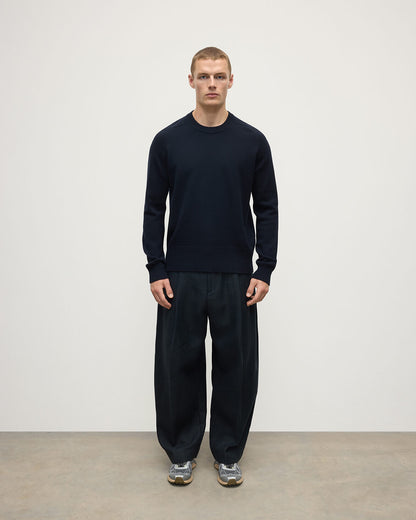 Johnstons of Elgin AW25 Men's Knitwear Dark Navy Superfine Merino Relaxed Navy Jumper KDA00770SD7674