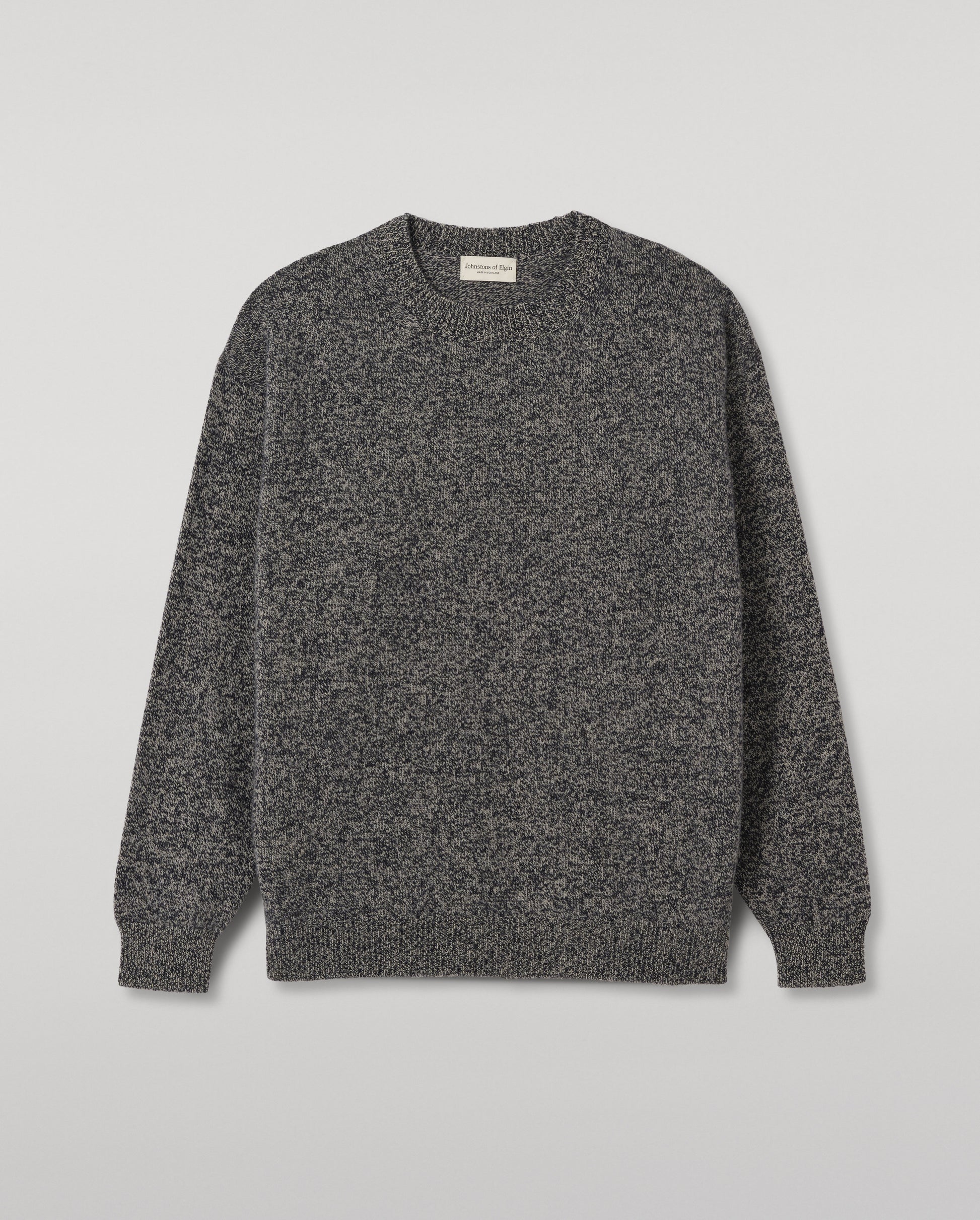 JOHNSTONS OF ELGIN CRAIGIE CREW SWEATER LAMBSWOOL CREW NECK SWEATER BLUE 100% LAMBSWOOL KDA00815HD7365