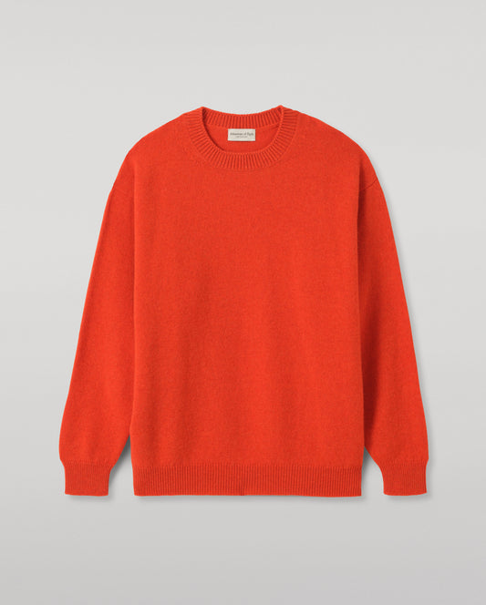 JOHNSTONS OF ELGIN CRAIGIE CREW SWEATER LAMBSWOOL CREW NECK SWEATER RED 100% LAMBSWOOL KDA00815HE4391