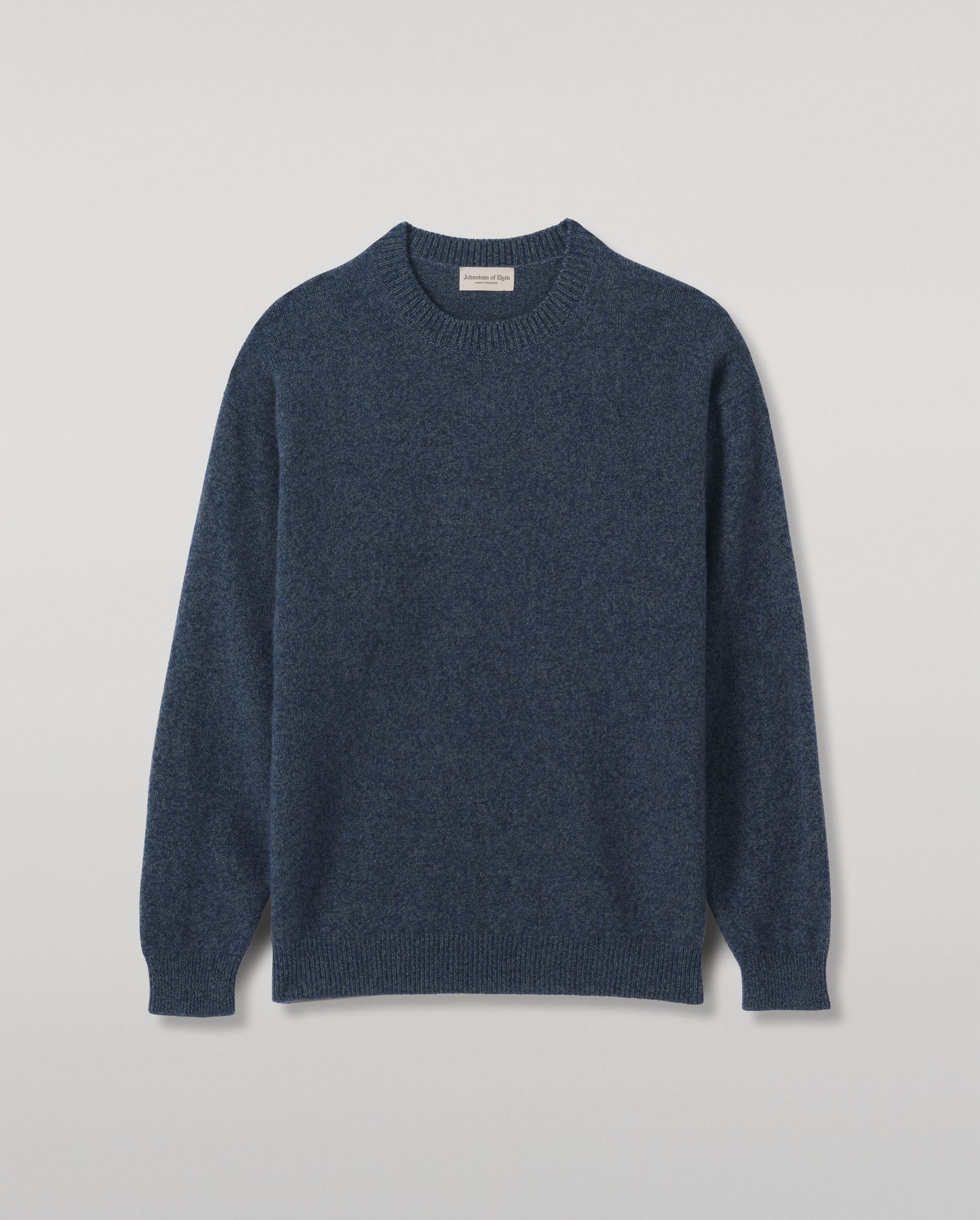 JOHNSTONS OF ELGIN CRAIGIE CREW SWEATER LAMBSWOOL CREW NECK SWEATER DARK BLUE 100% LAMBSWOOL KDA00815HA7243