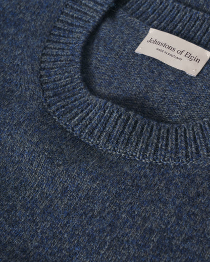 JOHNSTONS OF ELGIN CRAIGIE CREW SWEATER LAMBSWOOL CREW NECK SWEATER DARK BLUE 100% LAMBSWOOL KDA00815HA7243