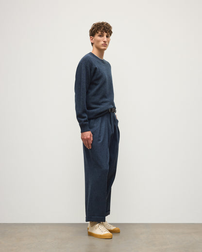 JOHNSTONS OF ELGIN CRAIGIE CREW SWEATER LAMBSWOOL CREW NECK SWEATER DARK BLUE 100% LAMBSWOOL KDA00815HA7243