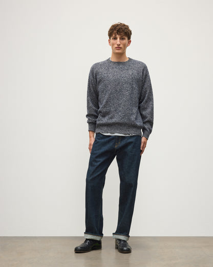 JOHNSTONS OF ELGIN CRAIGIE CREW SWEATER LAMBSWOOL CREW NECK SWEATER BLUE 100% LAMBSWOOL KDA00815HD7365