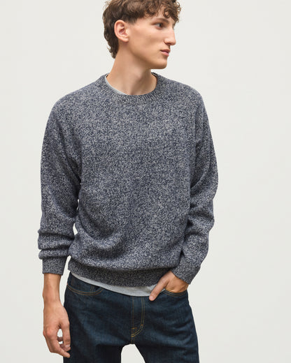 JOHNSTONS OF ELGIN CRAIGIE CREW SWEATER LAMBSWOOL CREW NECK SWEATER BLUE 100% LAMBSWOOL KDA00815HD7365