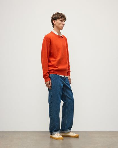JOHNSTONS OF ELGIN CRAIGIE CREW SWEATER LAMBSWOOL CREW NECK SWEATER RED 100% LAMBSWOOL KDA00815HE4391