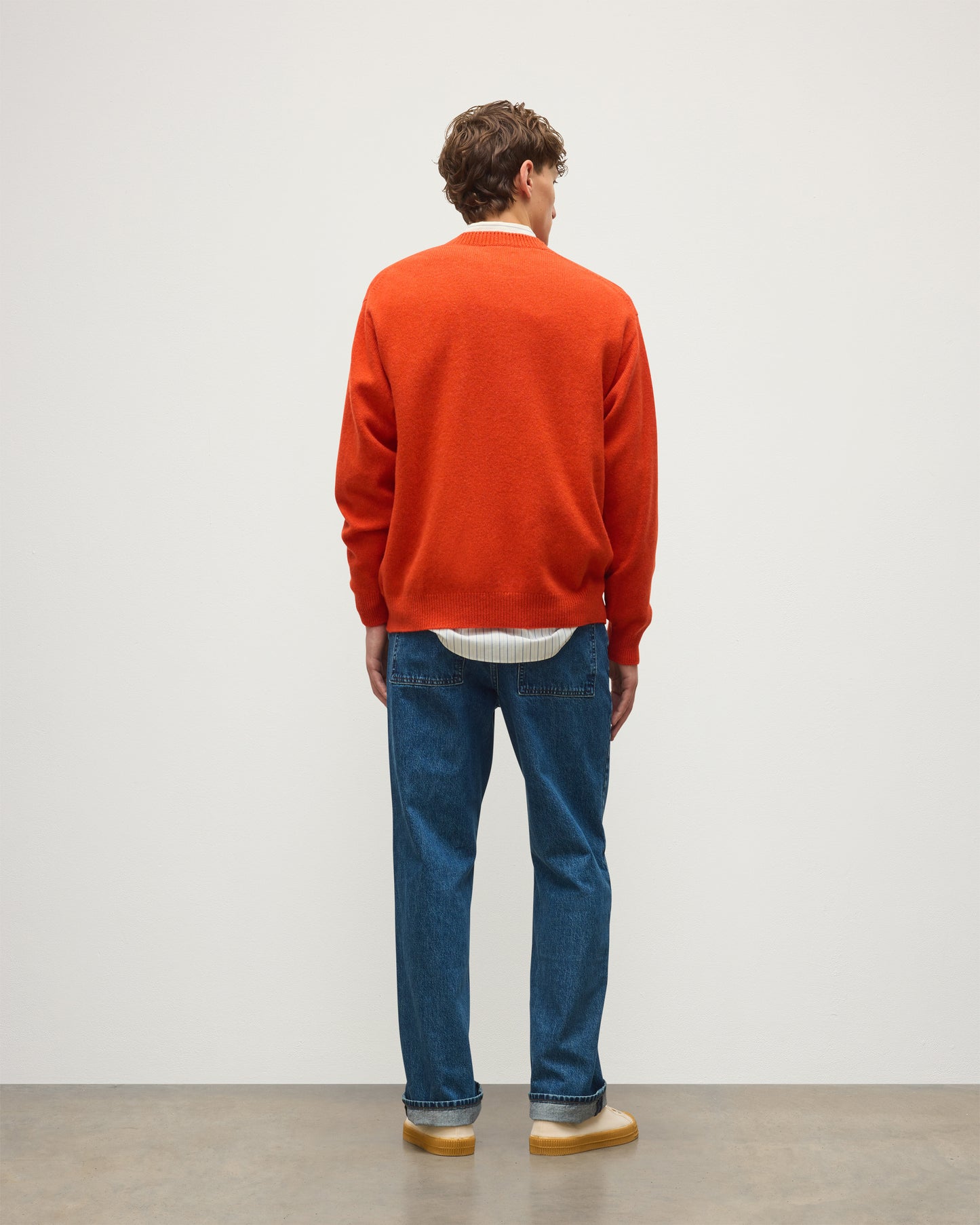 JOHNSTONS OF ELGIN CRAIGIE CREW SWEATER LAMBSWOOL CREW NECK SWEATER RED 100% LAMBSWOOL KDA00815HE4391