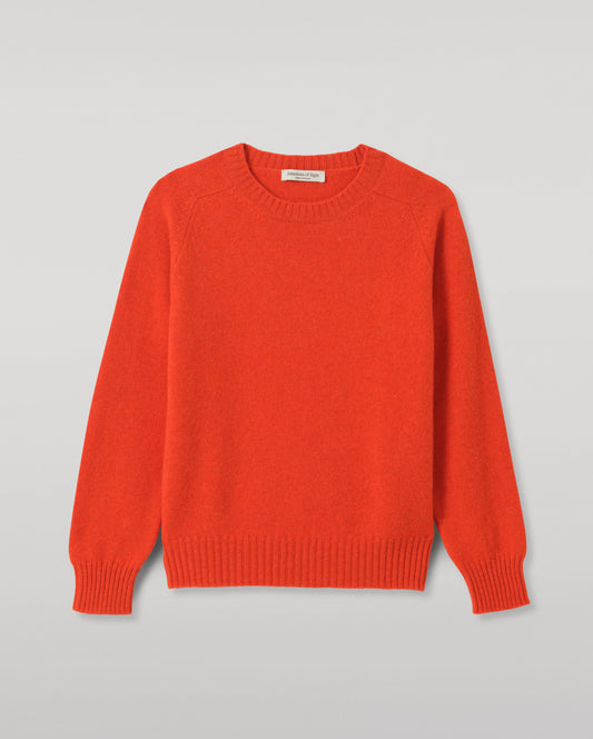 JOHNSTONS OF ELGIN BLYTH CREW SWEATER LAMBSWOOL ROUND NECK SADDLE SHOULDER SWEATER RED 100% LAMBSWOOL KDA00821HE4391