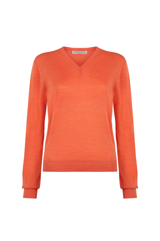 Johnstons of Elgin SS24 Women's Knitwear Coral Superfine Merino V Neck KDI00680SG4410