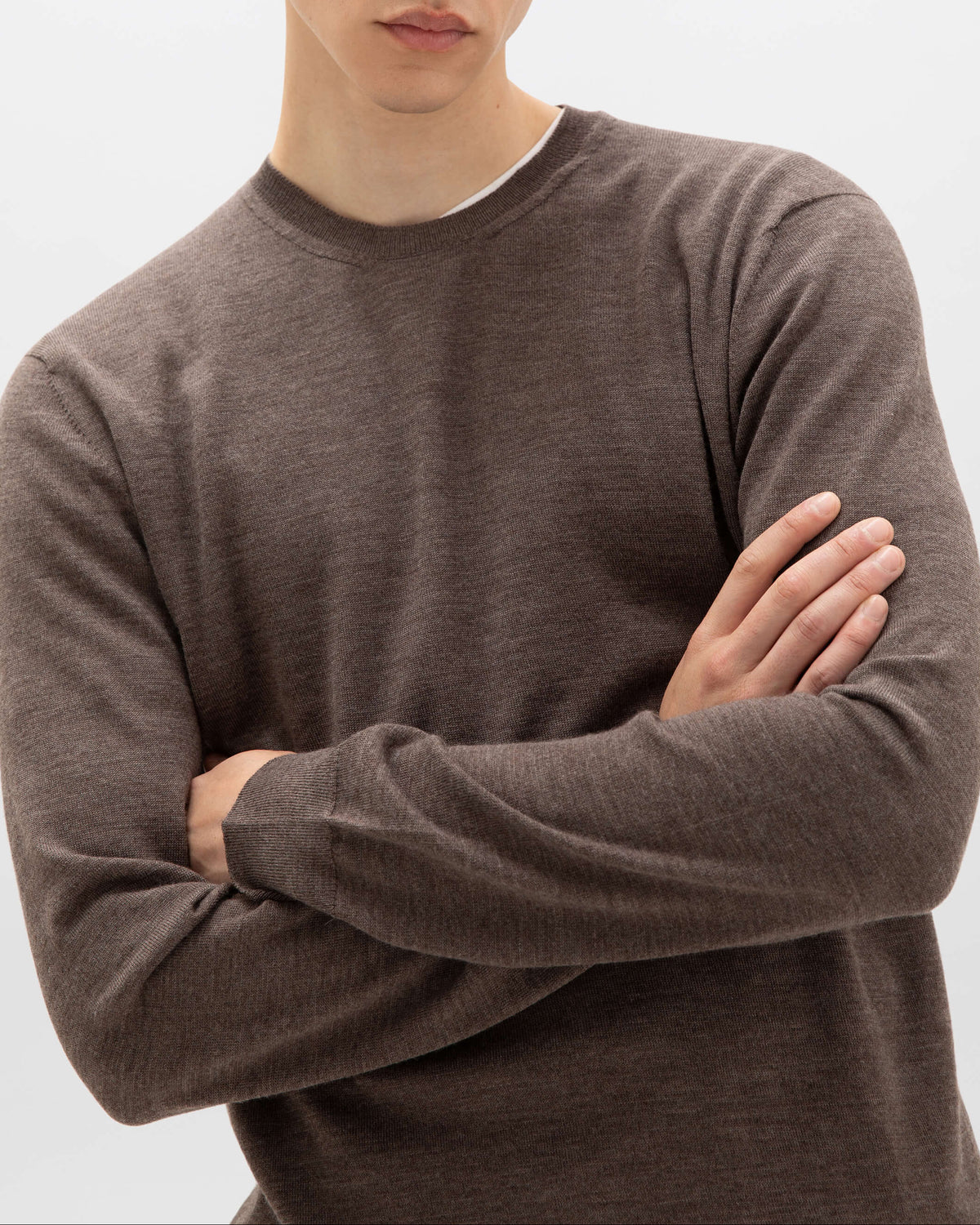 Brown Merino Round Neck Jumper – Johnstons of Elgin