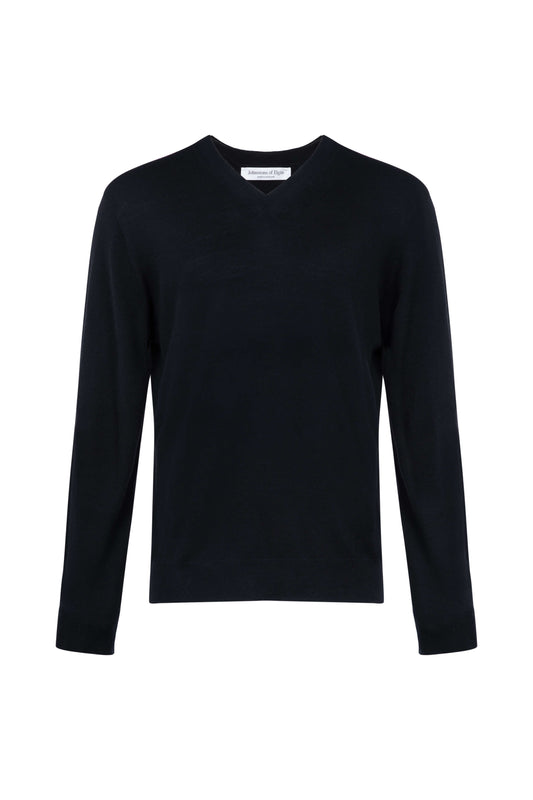 Johnstons of Elgin Men's Knitwear Black Merino V Neck Jumper KDI00704SA7131