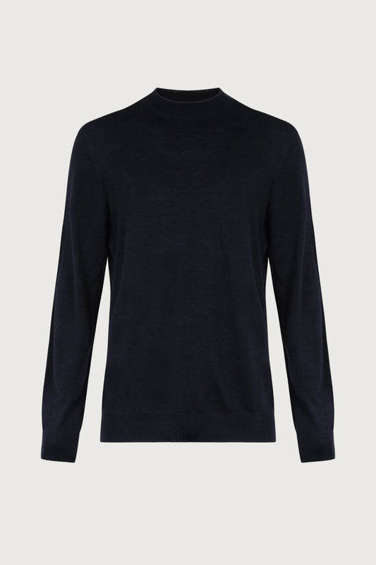 Johnstons of Elgin Men's Knitwear Black Merino Mock Turtle Neck Jumper KDI00705SA7131