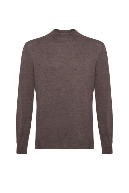 Johnstons of Elgin AW24 Men's Knitwear Ash Mock Turtle Neck Merino Jumper KDI00705HB7094