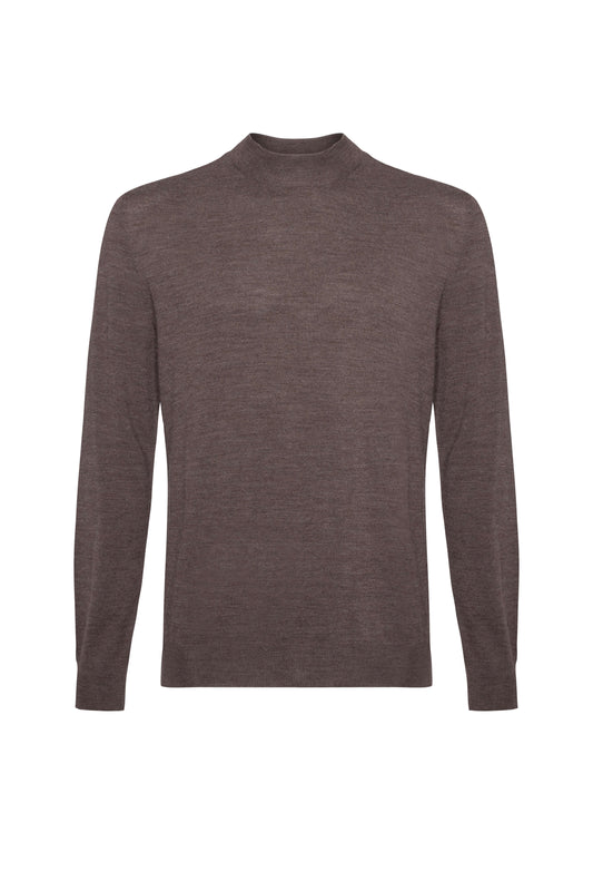 Johnstons of Elgin AW24 Men's Knitwear Ash Mock Turtle Neck Merino Jumper KDI00705HB7094