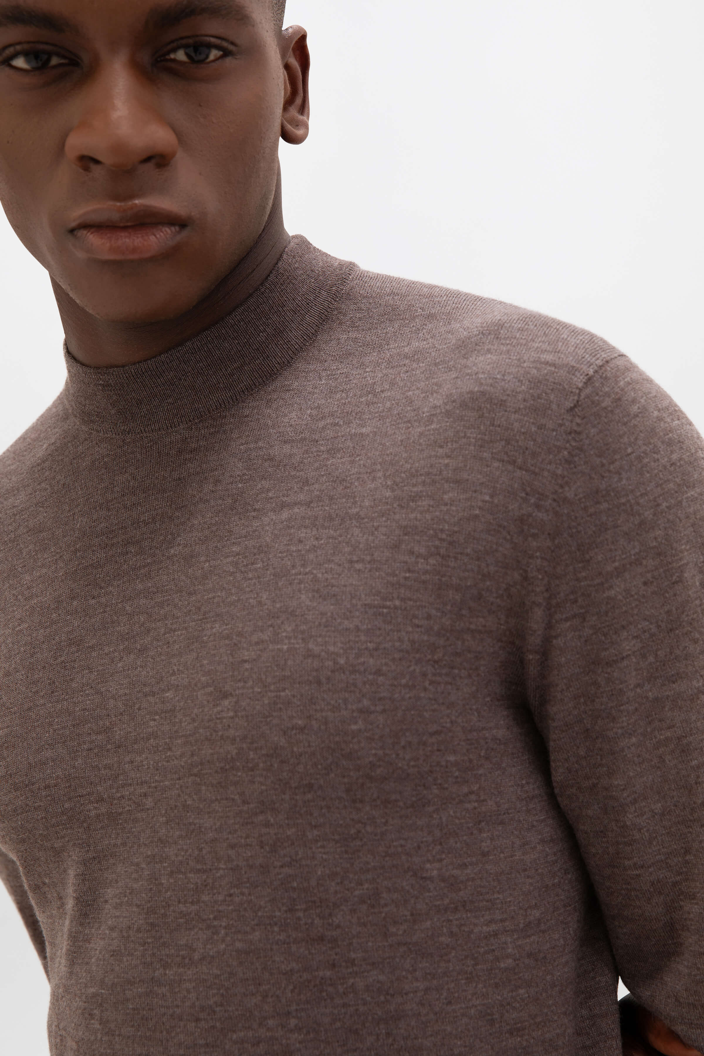 Brown Mock Turtle Neck Merino Jumper – Johnstons of Elgin