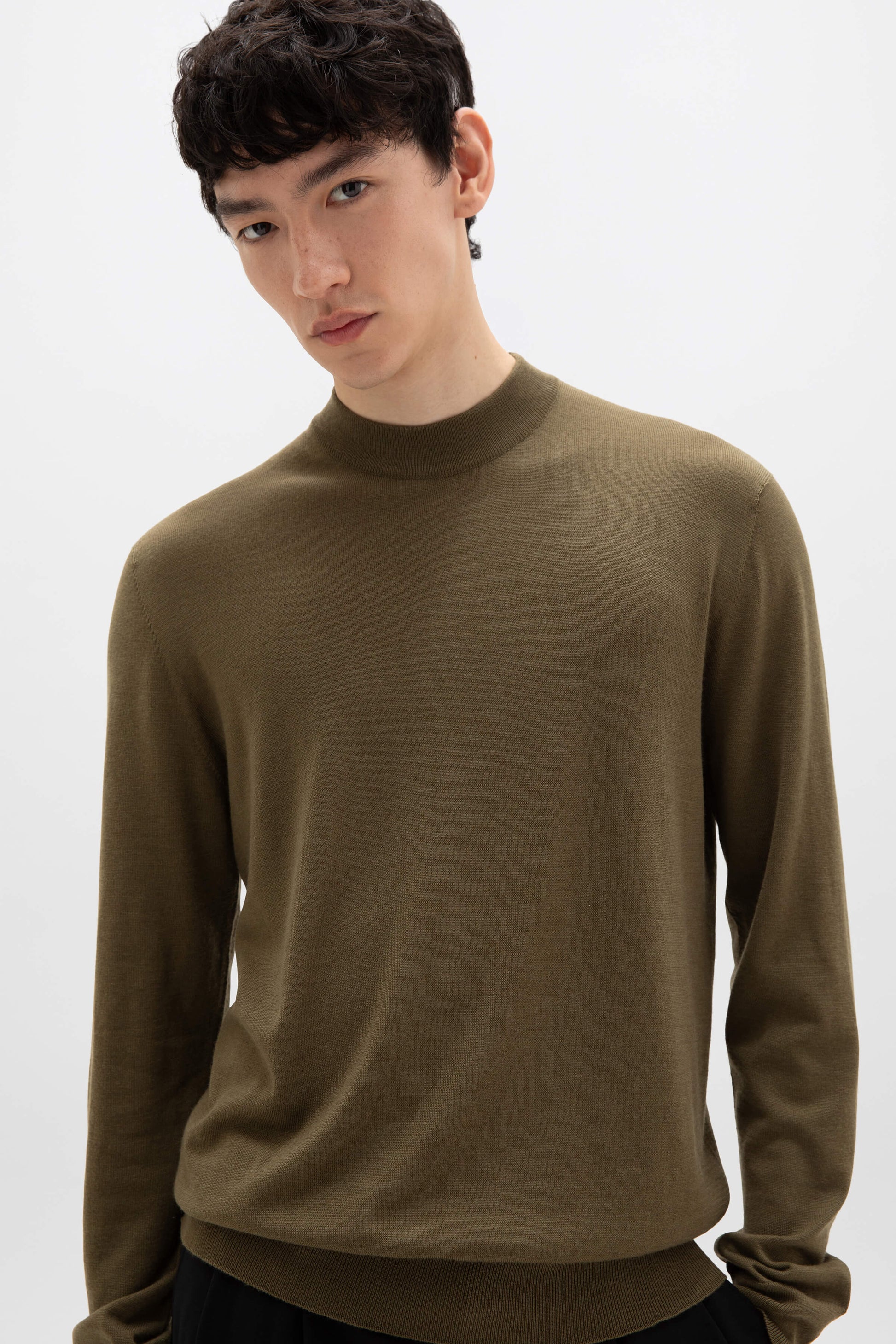 Mock Neck Sweater Mens Merino Turtleneck Harcourt Extra Fine