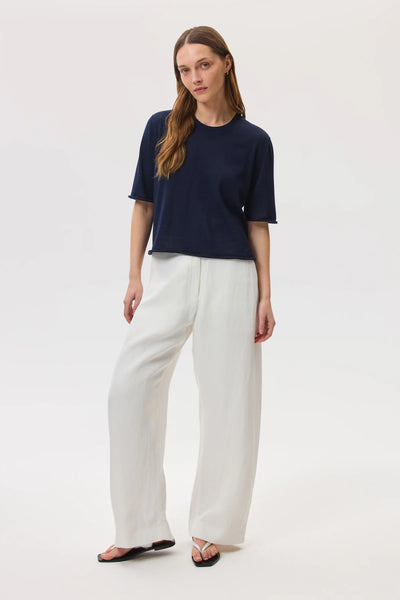 Superfine Merino Women's Navy T-Shirt | Women's Merino | Johnstons