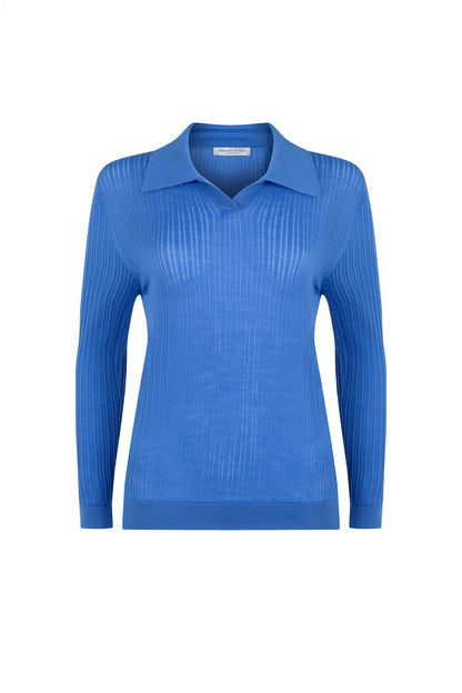 Superfine Merino Ladder Rib Polo Shirt