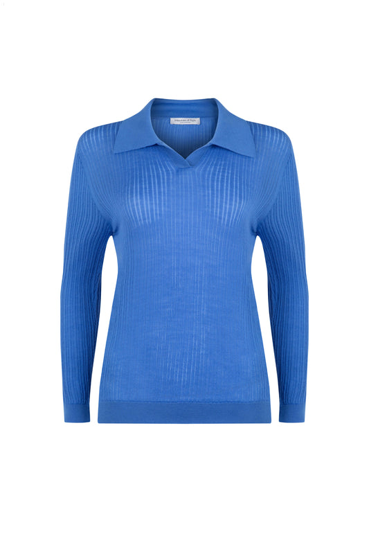 Superfine Merino Ladder Rib Polo Shirt