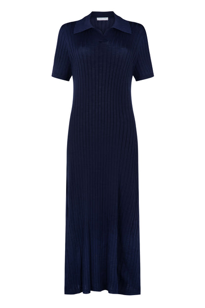 Superfine Merino Ribbed Poloshirt Dress