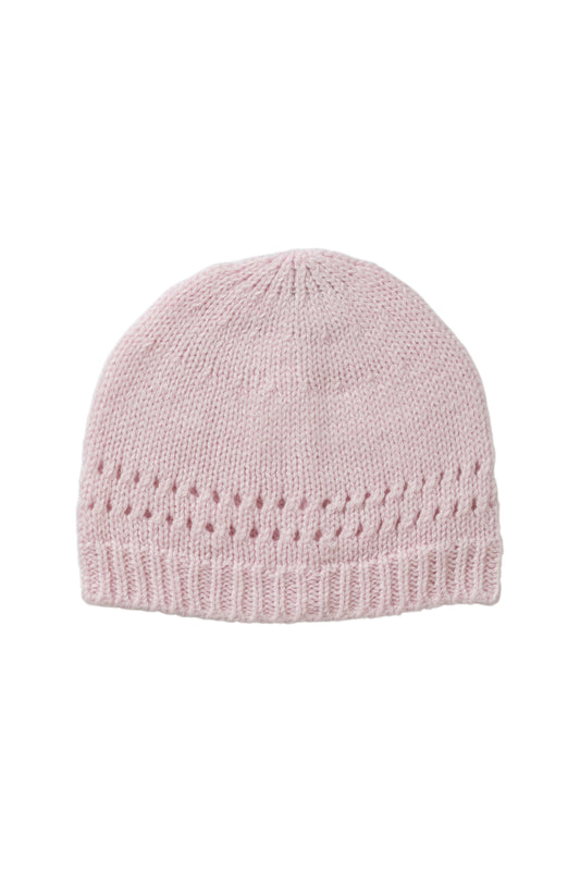 Johnstons of Elgin Baby Handknits Blush Hand Knitted Cashmere Baby Beanie JA000132SE0208ONE