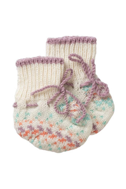 Johnstons of Elgin Baby Handknits GUIMAUVE (PINK) Hand Knit Fairisle Cashmere Baby Booties 79014SE4845