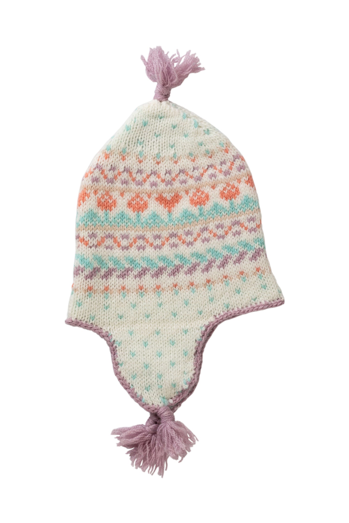 Johnstons of Elgin Baby Handknits Guimauve Hand Knitted Cashmere Fairisle Baby Hat 79012SE4845