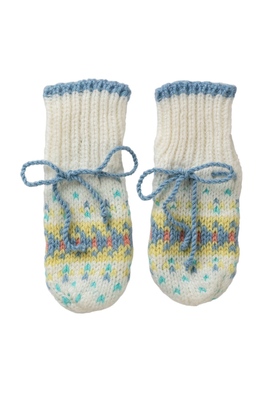 Johnstons of Elgin Baby Handknits Skyline Hand Knitted Cashmere Fairisle Baby Mittens JA000137SD0309